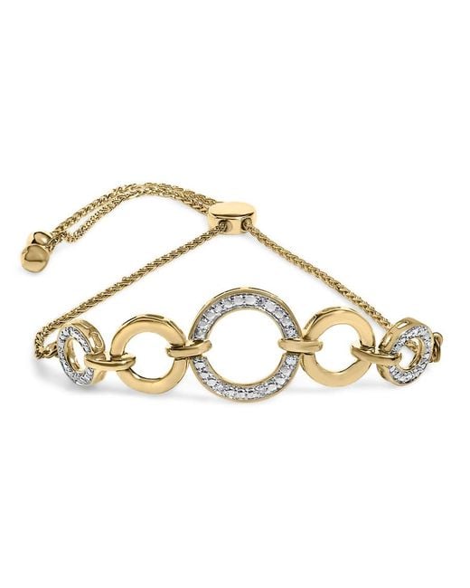 Haus of Brilliance Metallic 14K Over Sterling 1/10 Cttw Diamond Infinity Loop Adjustable Bolo Tennis Bracelet
