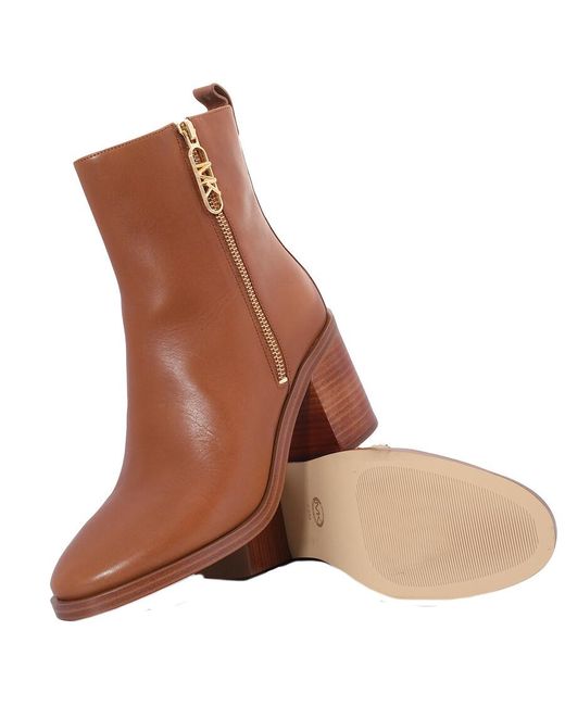 Michael Kors Brown Luggage Regan Mid Heeled Ankle Boots