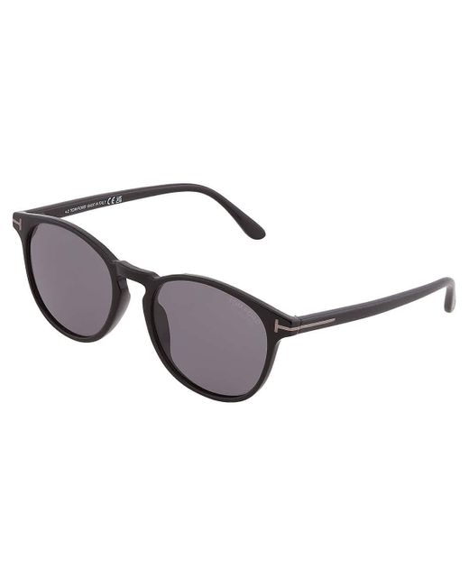 Tom Ford Metallic Lewis Polarized Smoke Oval Sunglasses Ft1097-n 01d 53 for men