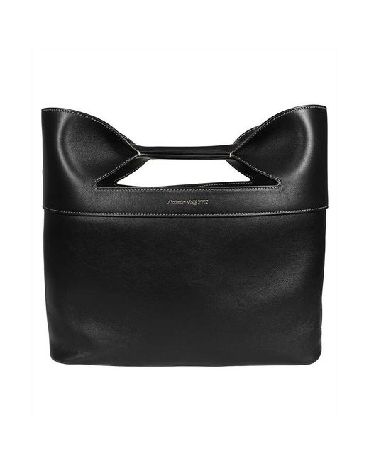 Alexander McQueen Black The Bow Small Tote