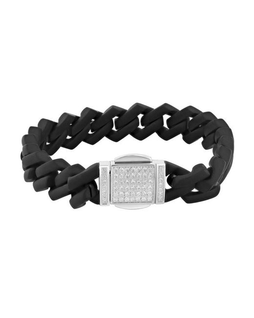 Robert Alton Black 1/2Ctw Diamond Stainless Steel Finish Clasp Bracelet for men