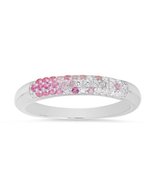 Kylie Harper Pink Sterling Petite Sapphire Ombre Pave Cz Band Ring