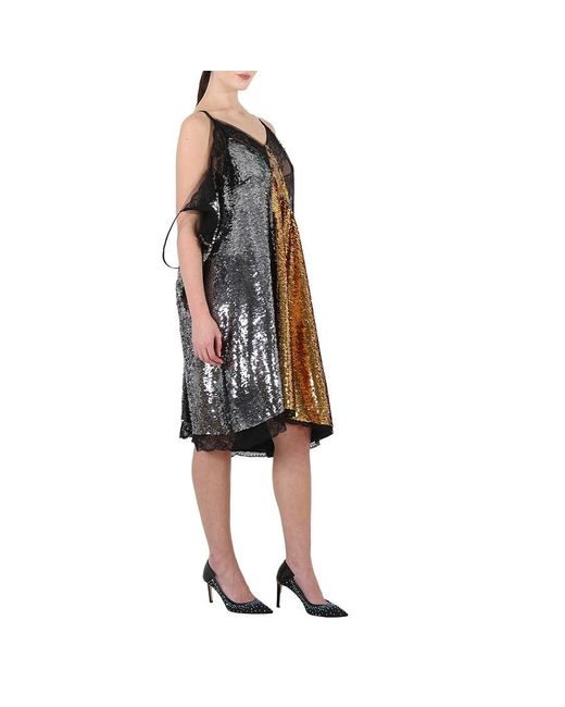Burberry Natural Bicolor Sequin Cocktail Dress