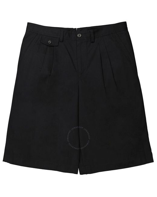 Burberry Black Icon Stripe Detail Cotton Twill Tailored Shorts for men