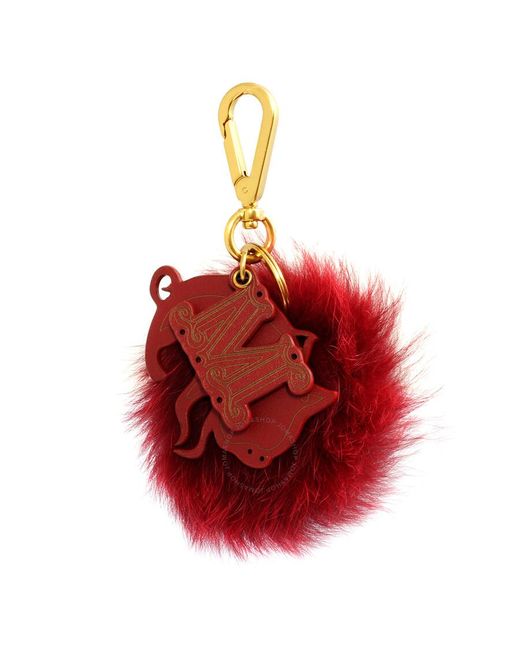 Max Mara Tinacny Red / Purple Pom Pom Fur Keychain