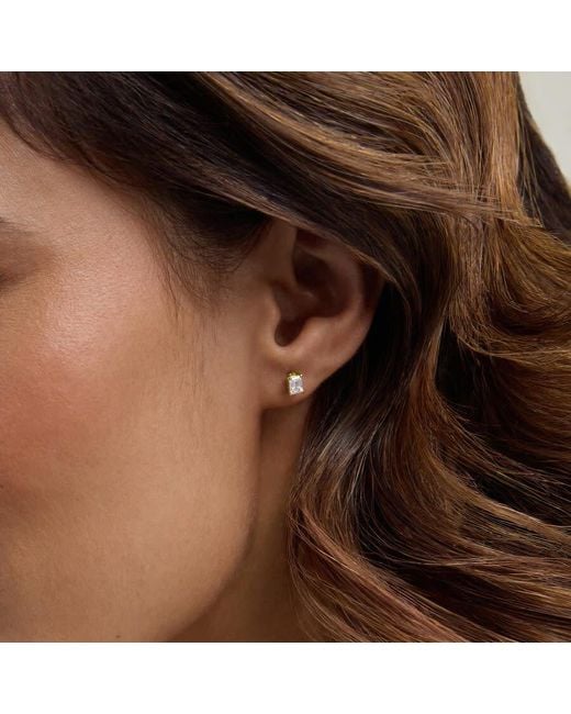 Brilliant Diamond Metallic 14K Igi Certified 0.50 Carat Emerald Cut Lab Grown Diamond Stud Earrings For Vs Clarity, E-F Color