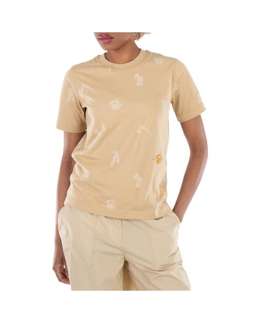 Burberry Natural Equestrian Knight Cotton T-Shirt