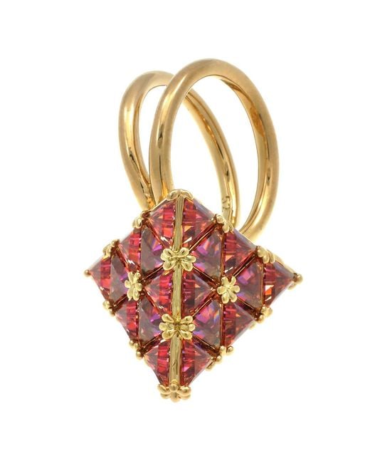 Swarovski Red Ladies Curiosa Triangle Cut Cocktail Ring, Size 52