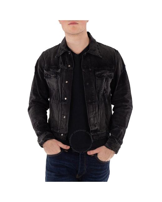 Amiri Black Distressed-Effect Denim Cotton Jacket for men
