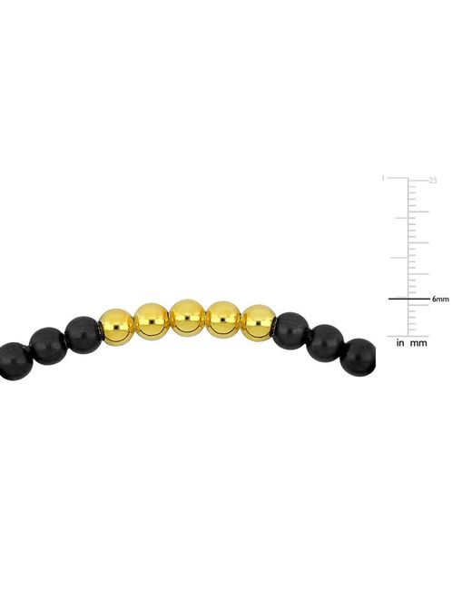 Amour Black 6Mm Titanium Spring Bead Elastic Plated Sterling Bracelet
