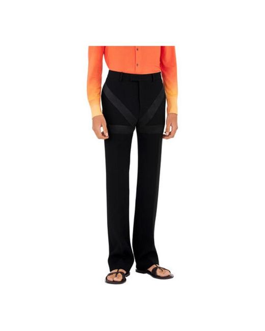 Ferragamo Black Geometric Satin-Paneled Trousers, Brand Size 52 7R (Us for men