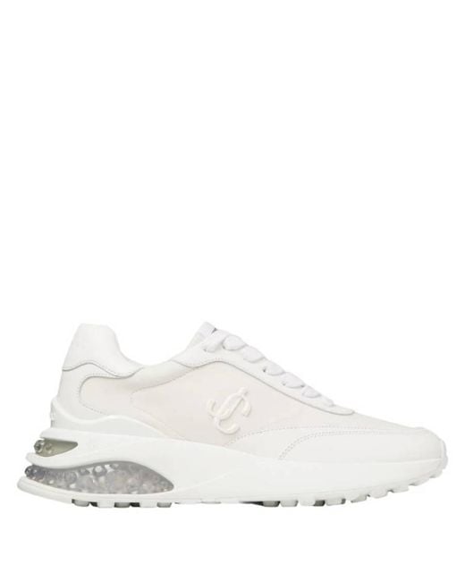 Jimmy Choo White Memphis Neoprene And Leather Trainers, Brand Size 34 Us