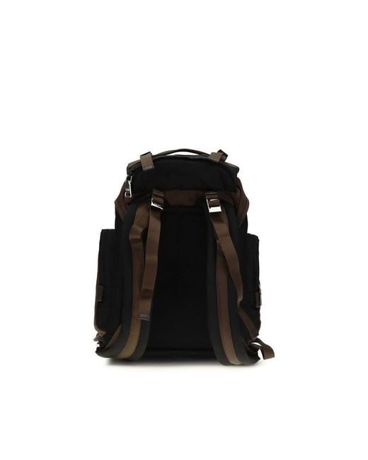 Prada Black Recycled Polyamide And Leather Backpack for men