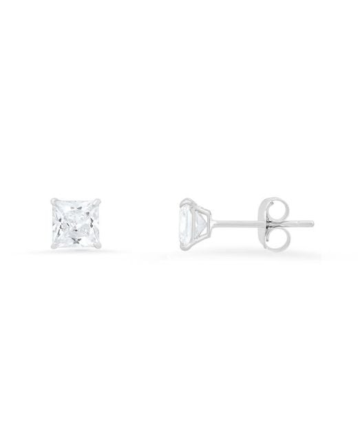 Kylie Harper Metallic 10K Petite 4Mm Princess-Cut Cubic Zirconia Cz Stud Earrings