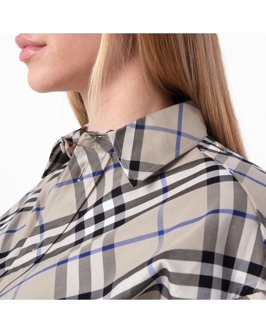 Burberry Gray Check Cotton Shirt Dress, Brand Size 10 Us