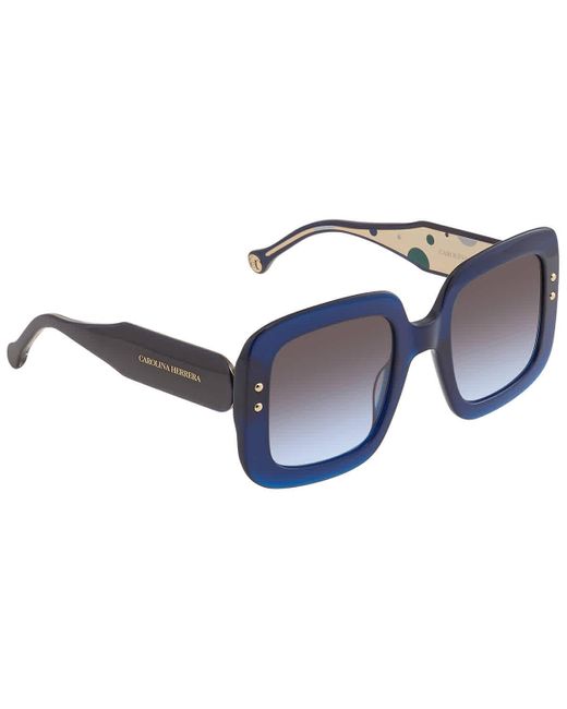 Carolina Herrera Grey Shaded Blue Square Sunglasses Lyst