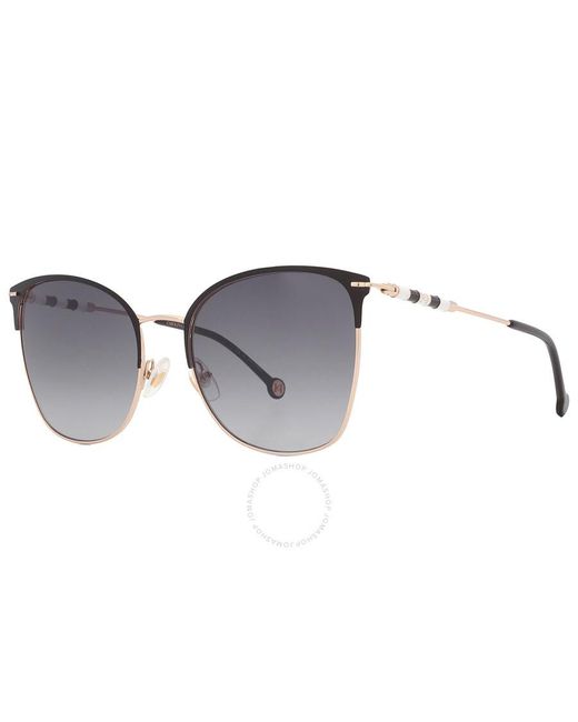 Carolina Herrera Black Grey Shaded Square Sunglasses Ch 0036/s 0rhl/9o 56