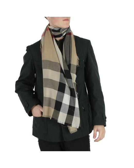 Burberry Green Archive Check Cashmere Fringed Scarf