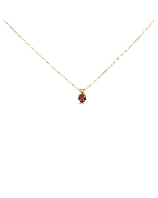 Haus of Brilliance Metallic 14K 5X5 Mm Heart Shaped Garnet Solitaire Pendant Necklace