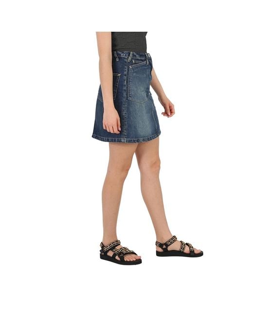 KENZO Blue Dark Stone Denim Flared Mini Skirt, Waist