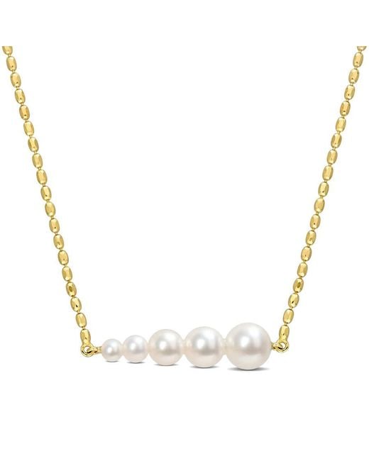 Amour Metallic Freshwater Cultured Pearl Graduated Bar Necklace