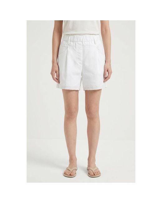 Brunello Cucinelli White Relaxed Shorts, Brand Size 40 (Us