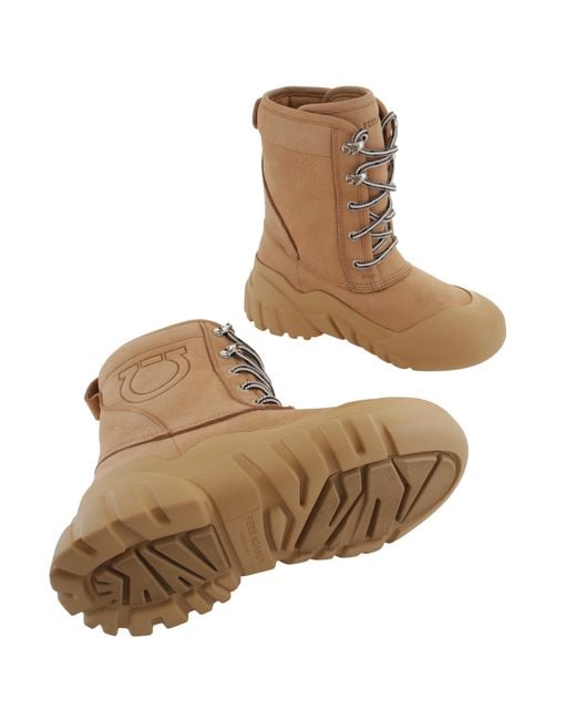Ferragamo Brown Duna Chunky Sole Boots