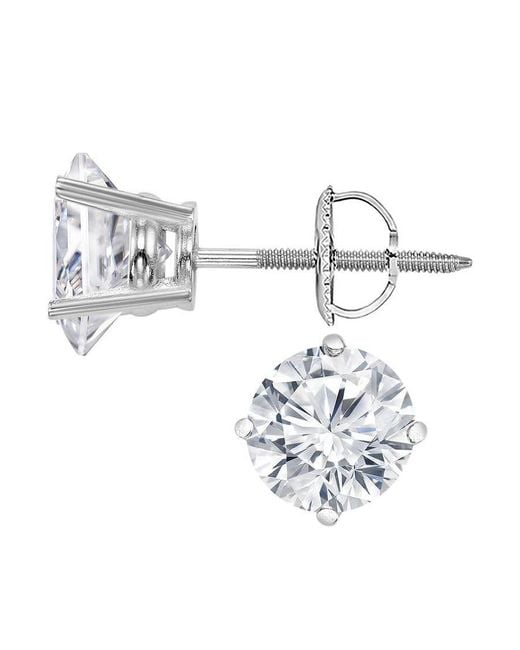 Brilliant Diamond Metallic 14Kt 2.00 Carat Round Cut Lab Grown Diamond Stud Earrings For
