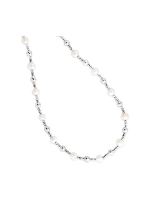 Tresorra Metallic Sterling Pearl Bead Chain Necklace