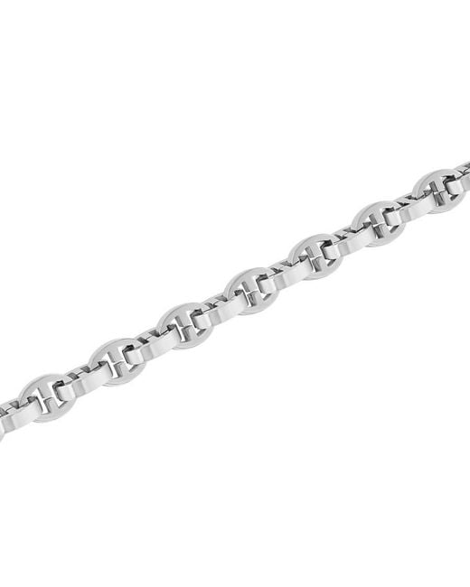 Robert Alton Metallic Stainless Steel Oval Mariner Link Bracelet for men