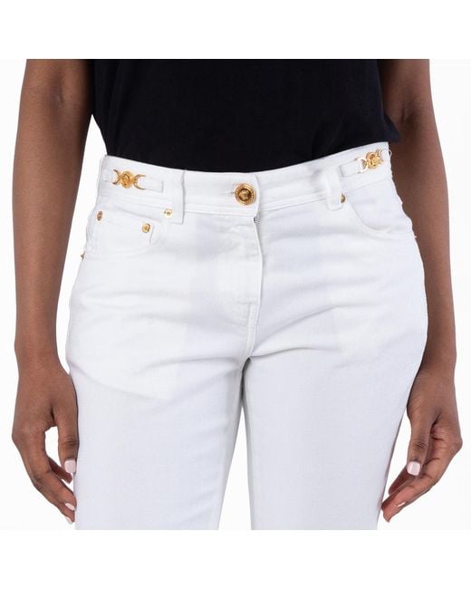 Versace White Cropped Flared Jeans