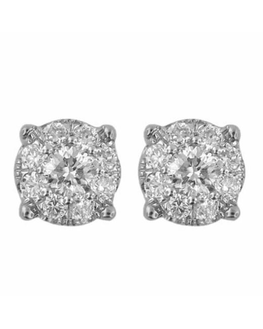 DiamondMuse Metallic Diamond Muse 0.25 Cttw 18Kt Round Cut Diamond Cluster Stud Earrings For