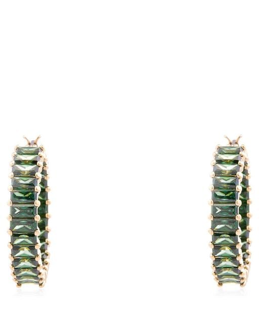 Swarovski Green Matrix Pierced Earrings Hoop Shiny