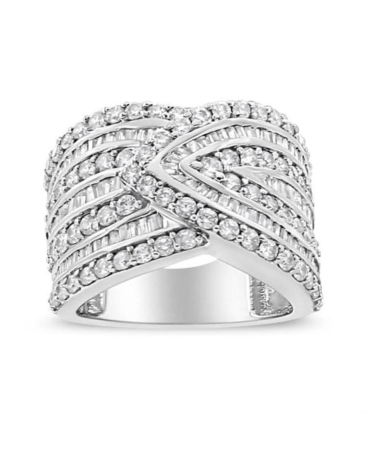 Haus of Brilliance White 925 Sterling 2 3/8 Cttw Diamond Multi Row Overlay Band Ring