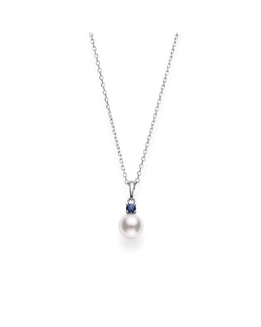 Mikimoto Metallic Akoya Cultured Single Pearl Pendant With Sapphire