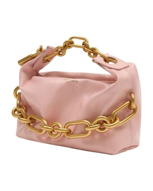 Balmain Pink Chain-Link Leather Mini Bag