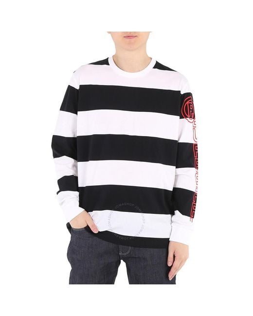 Burberry Black Laxley Stripe Cotton Oversized Long-sleeve T-shirt for men