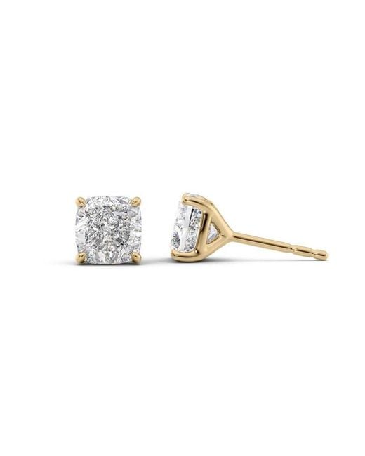 Tresorra Metallic 14K 4 Ctw Cushion Cut Lab-Grown Diamond Igi Certified Stud Earrings