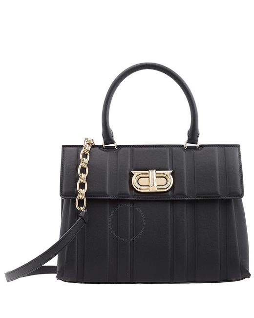 Ferragamo Black The New Gancini Top Handle Bag