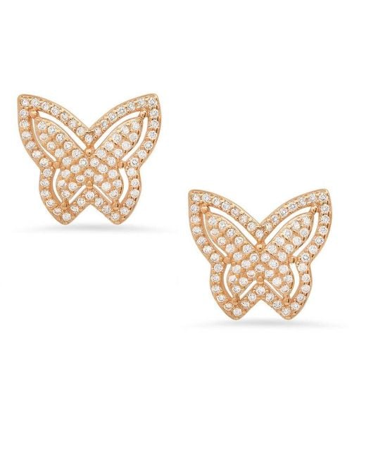 Kylie Harper Metallic 14K Rose Over Pave Butterfly Cubic Zirconia Cz Stud Earrings