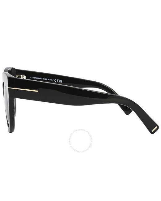 Tom Ford Black Lucilla Smoke Mirror Cat Eye Sunglasses Ft1063 01c 51
