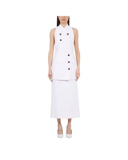 Ferragamo White Ferragamo Short Double Breasted Wrap Dress