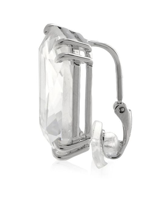 Swarovski White Mesmera Clip Earring Single, Square Cut Crystal