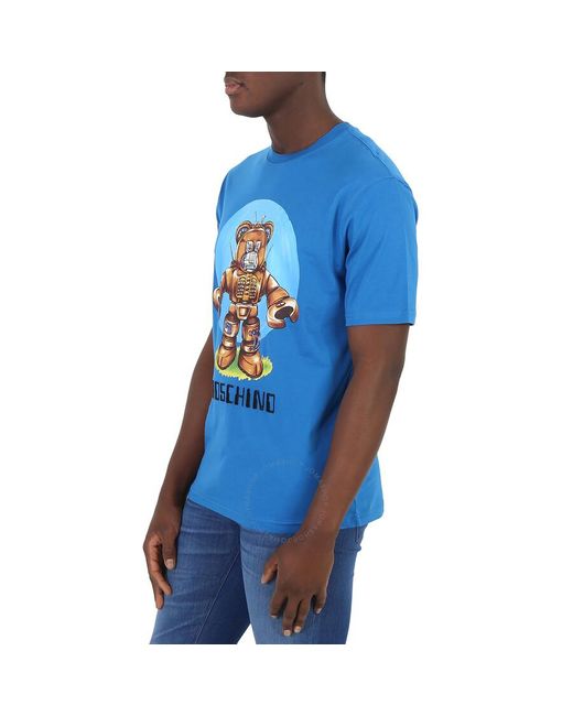 Moschino Blue Cotton Robot Bear T-shirt for men
