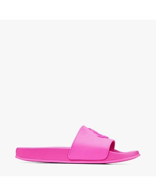 Jimmy Choo Pink Rubber Pool Slides With Jc Monogram, Brand Size 40 Us