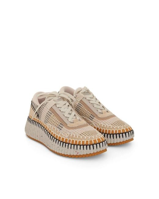 Chloé Natural Nama Whipstitch-Trim Low Top Sneaker, Brand Size 37 Us