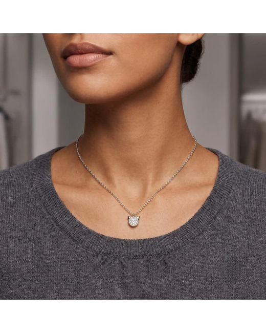 Kylie Harper Metallic Sterling Bezel-Set Cz Kitty Cat Pendant for men