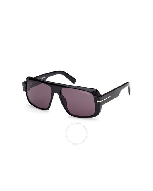 Tom Ford Purple Turner Smoke Navigator Sunglasses Ft1101 01a 58 for men