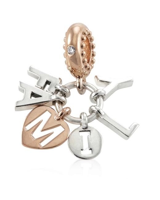 Pandora Metallic Family Letters Dangle Charm In Sterling Silver And 14k Rose Gold-plated