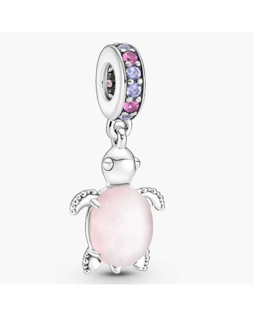 Pandora Pink Sea Turtle Sterling Dangle